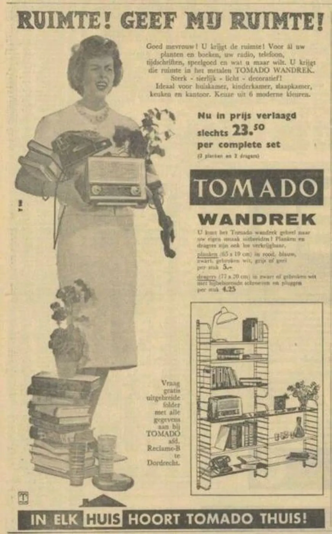 Vintage shelf 1950 taken design A. Dekker - 70 x 68 x 20 cm