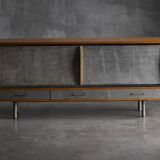 Mid-Century Modern Sideboard with Hammered Metal Façade, France, 1960s