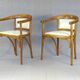 Two Art Deco Fischel armchairs upholstered in cream leather - 1925 - No Thonet
