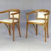 Two Fischel Art Deco armchairs upholstered in cream leather - 1925 - No Thonet