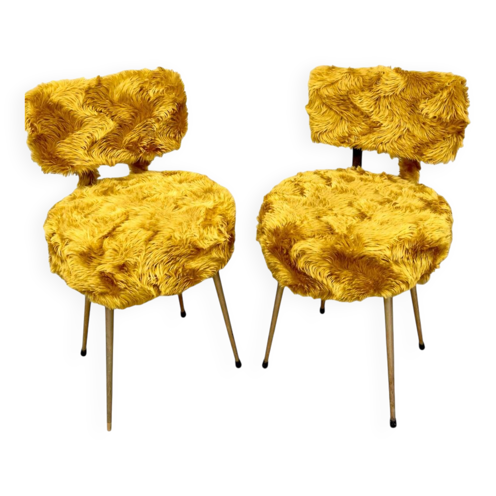 2 armchairs with faux fur, Pelfran, from the 60s/70s.