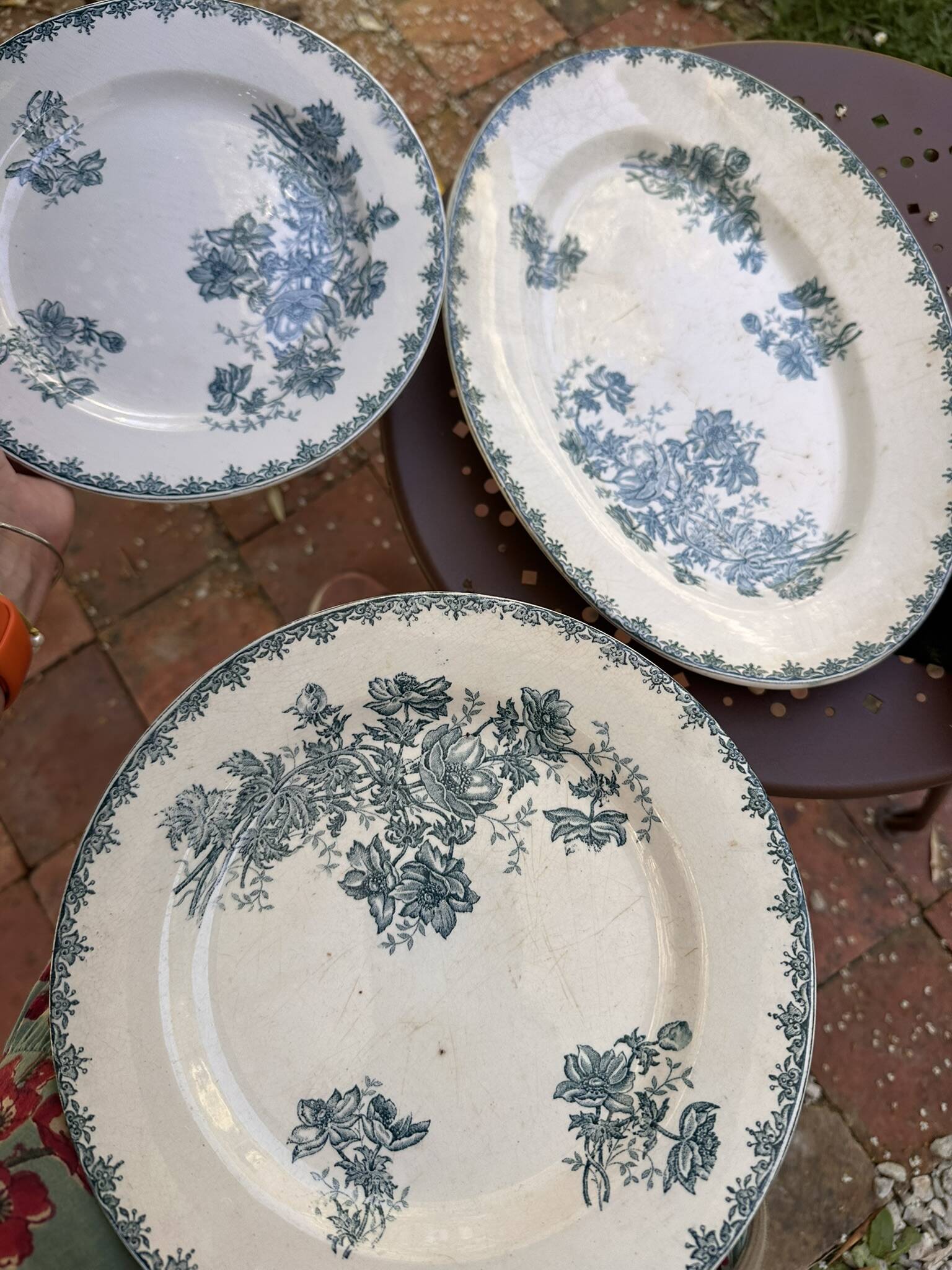 Lot Terre de Fer Anémones Clairefontaine LG –2 Assiettes et 1 Plat Ovale