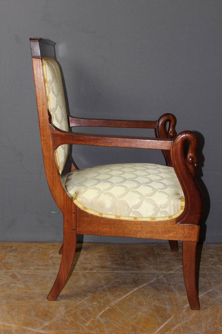 Empire Swan Neck Armchair in Mahogany, Early 19th Century