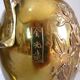 Pair of Gilt Bronze Vases / 19th Japan Meiji / Signed Fine Gold Flowers Birds
