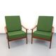Paire de fauteuils scandinaves vintage en teck et tissu vert des années 60