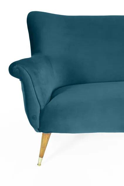 Three-seater sofa in German velvet, 1960s, ocean blue, restored.