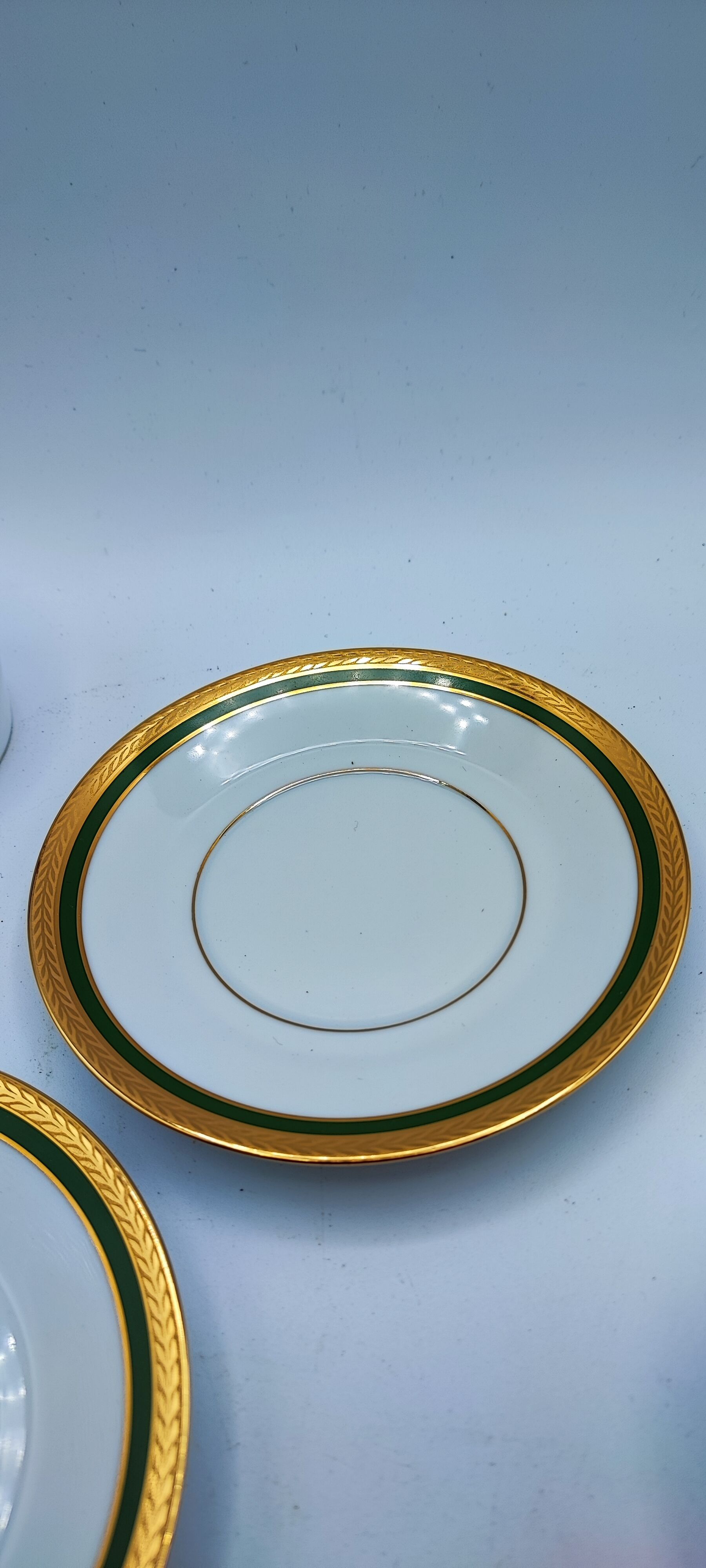 Duo cups Limoges bordered green gilded with fine gold
