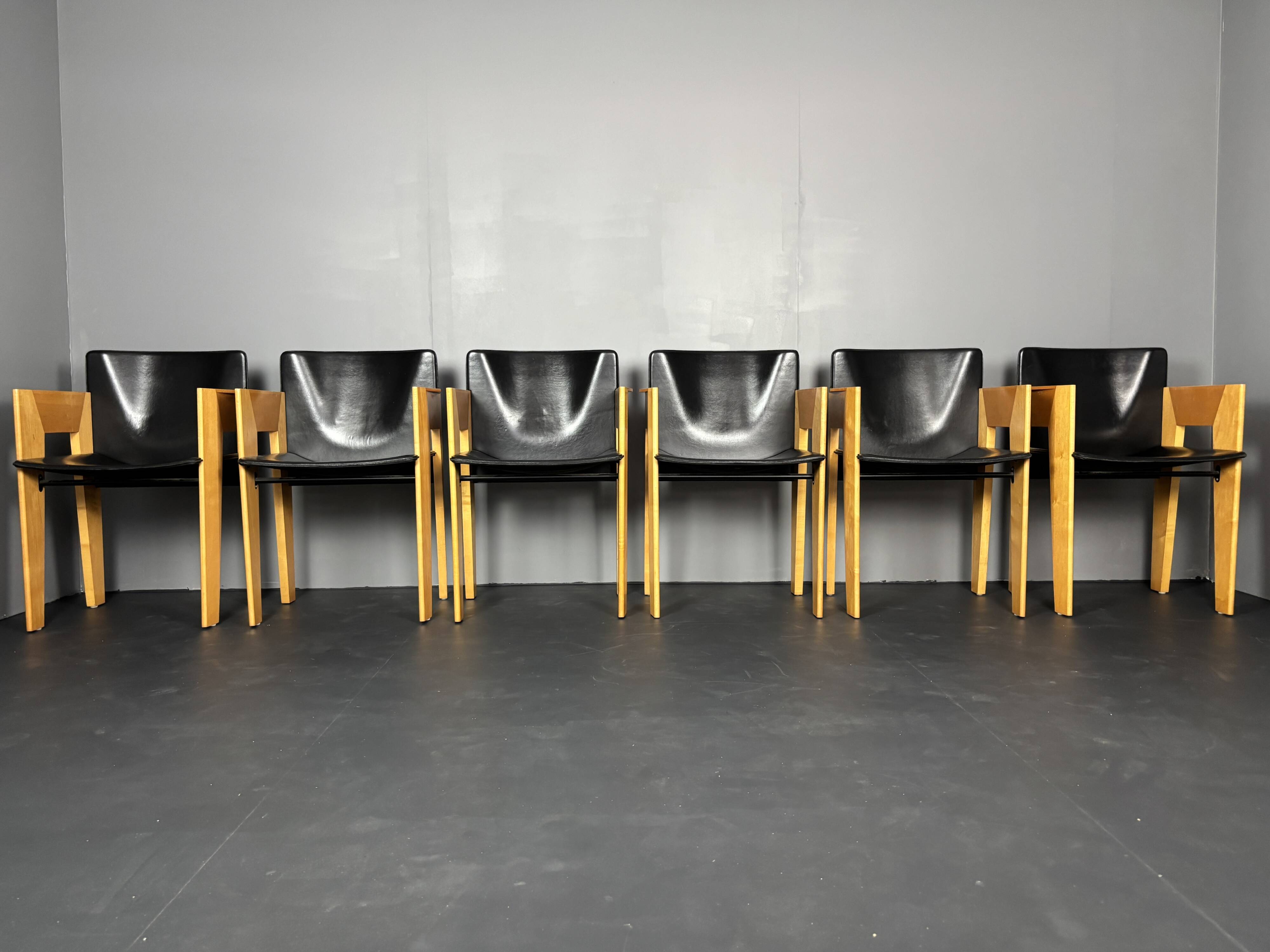 set 6 Modernist dining chairs by Arnold Merckx for Arco, Dutch design 1980s