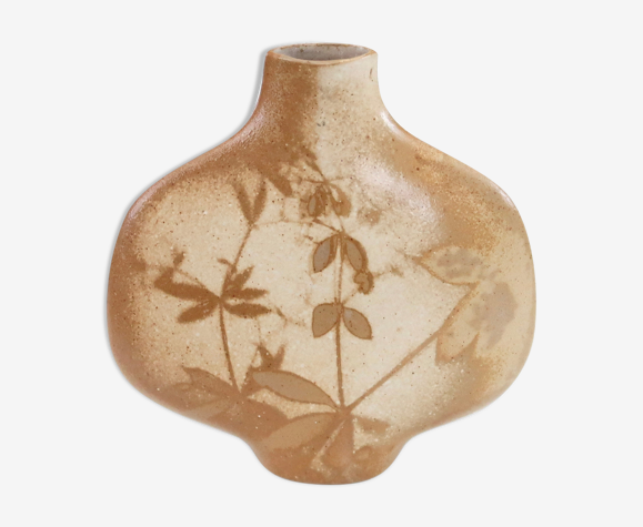 Vase lentille signé en céramique, années 70