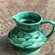 Carafe, pitcher in enamelled ceramic, slip, green, numbered 6183, vintage