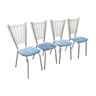 Lot de 4 chaises cuisine métal chromé et velours frappé