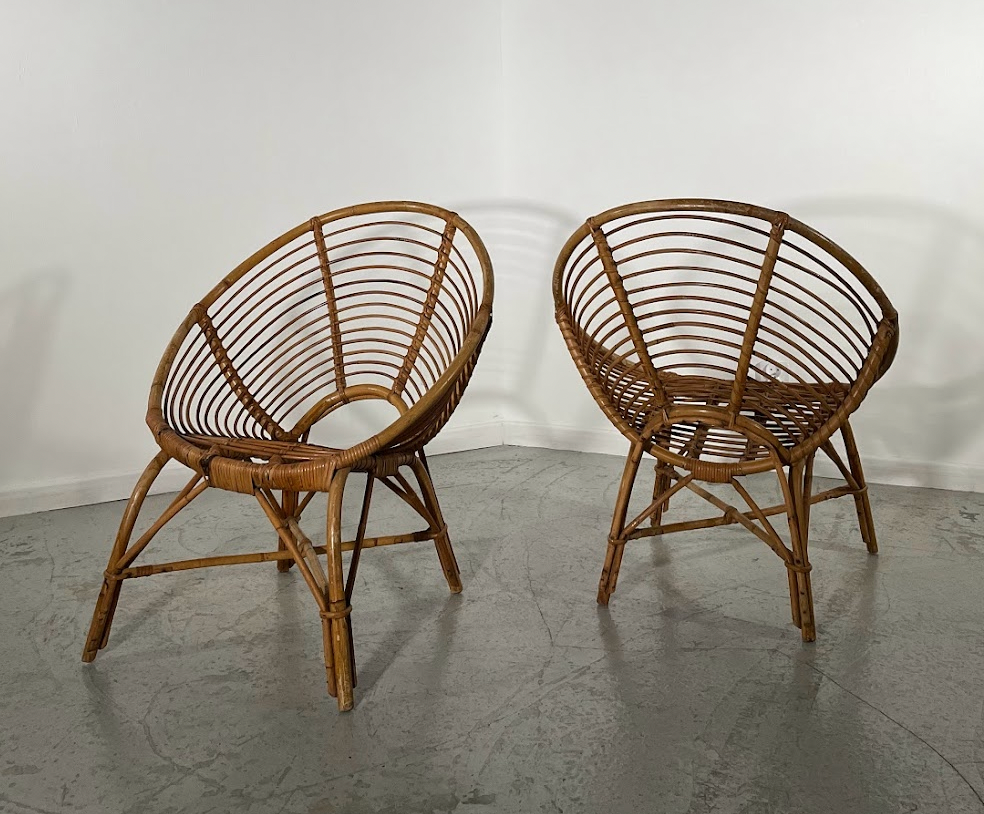 Pair of rattan armchairs