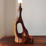 Lampe brutaliste 1950/60 bois d'olivier