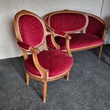 Basket bench with its 2 armchairs