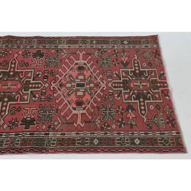 1970s Vintage Turkish Oushak Handmade Wool Cotton Pink Runner Rug 76x365