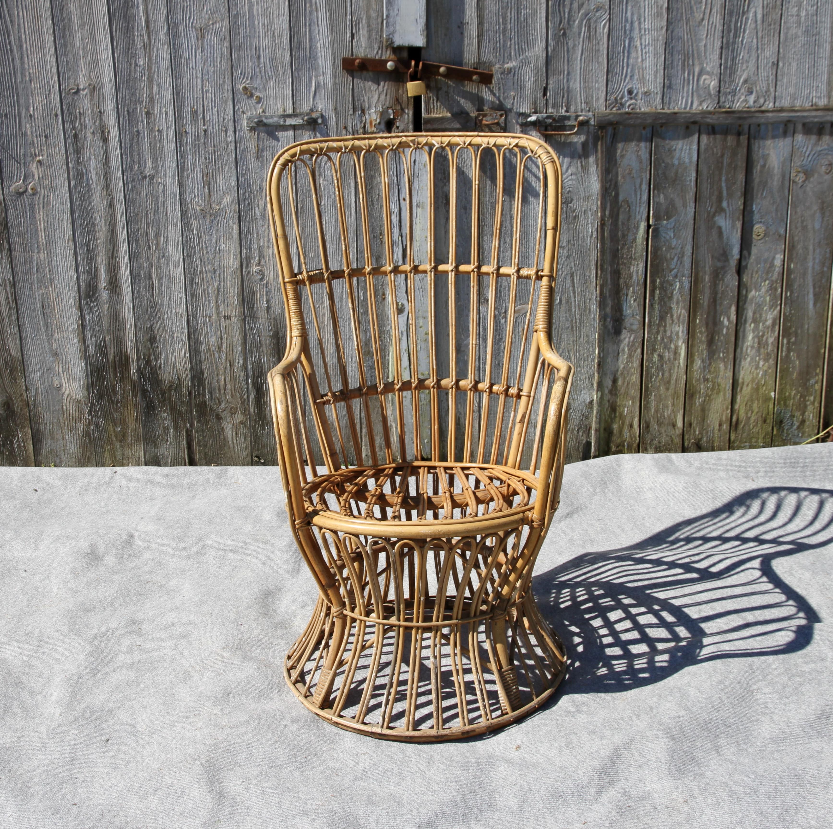 Emmanuelle-style wicker armchair, 20th century