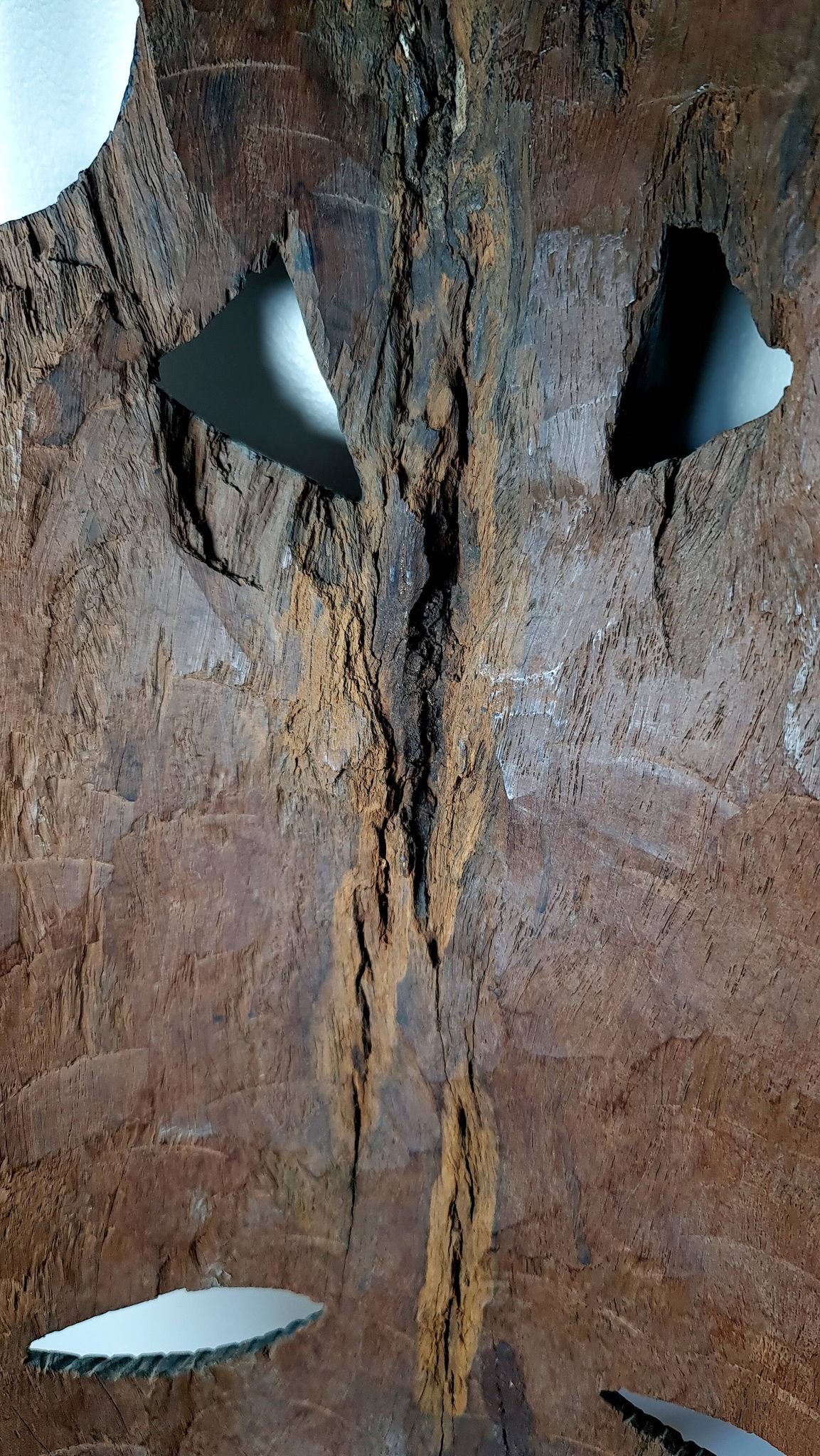 Visage énigmatique d'Afrique sculpté en bois d'ébène