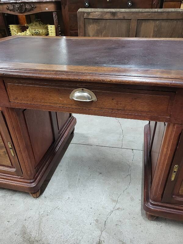 Art deco 4-door, 3-drawer, double-sided, 1930s flat desk