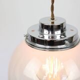 Suspension mid-century en chrome et verre de murano, italie