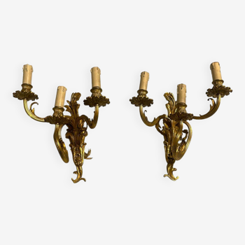 Vintage brass sconces, 1960s, set of 2