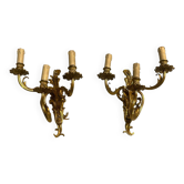 Vintage brass sconces, 1960s, set of 2