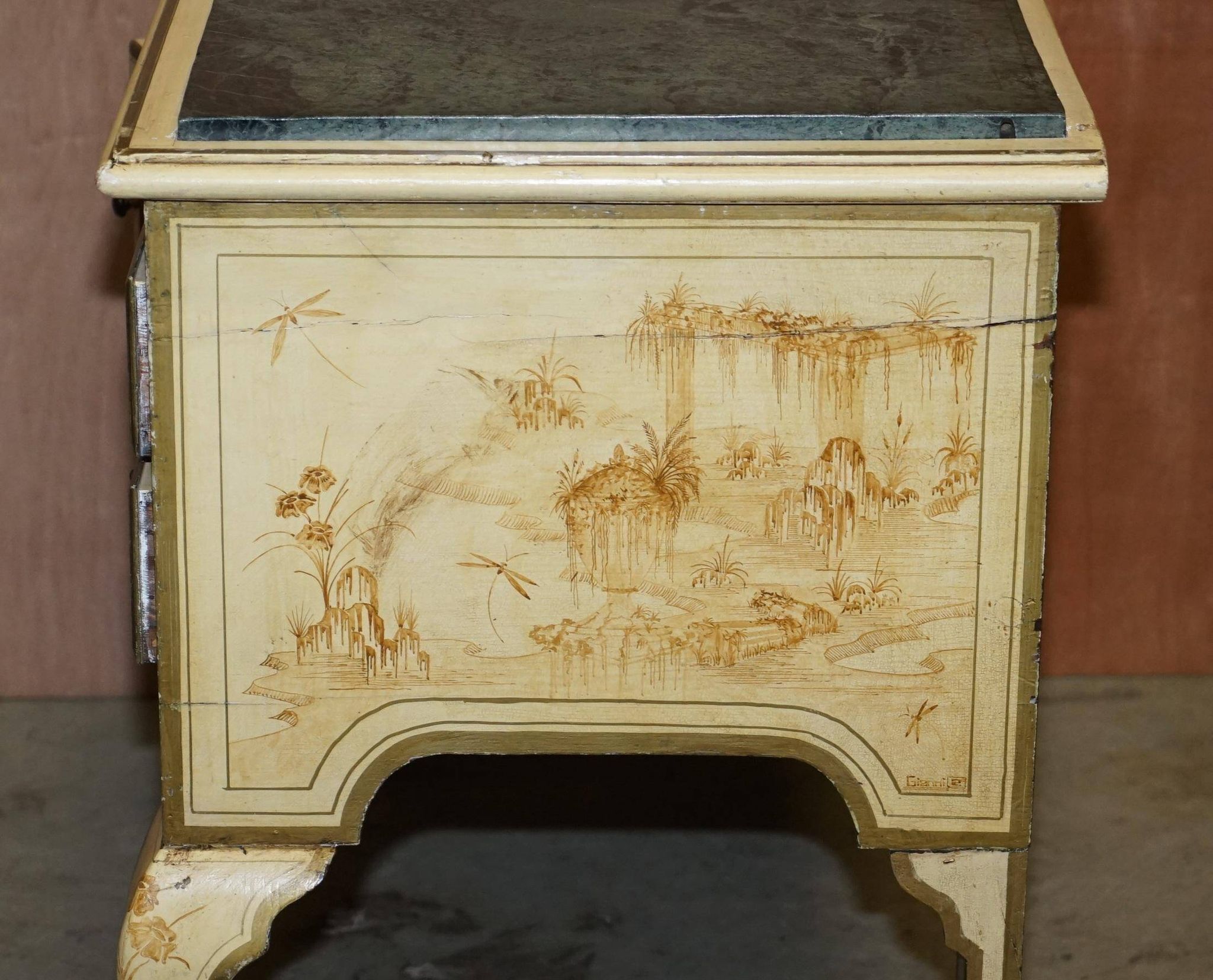 Chinoiserie Buffet with Marble Top in Chippendale Style