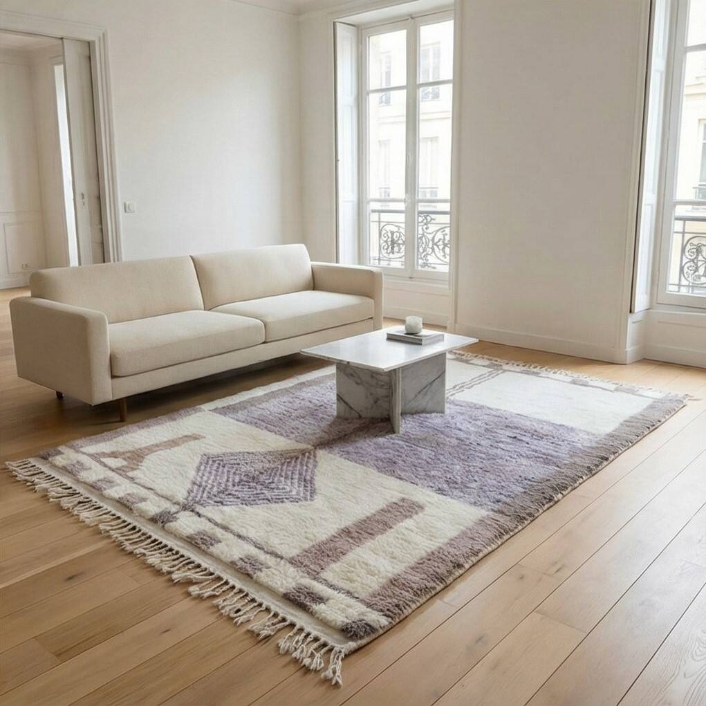 Berber wool rug in violet 200x300 cm