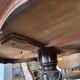 Oval table with marquetry top