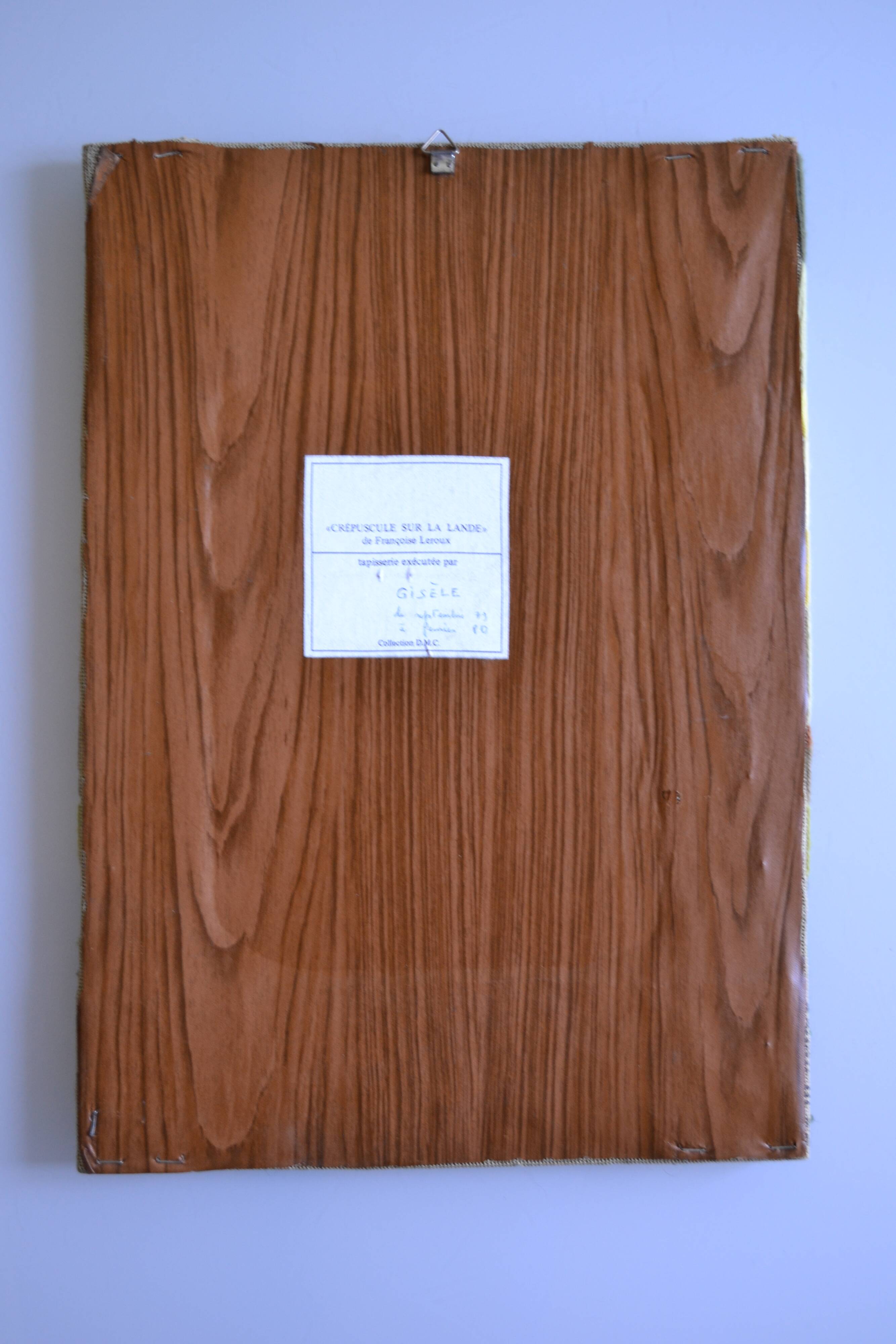 Tapisserie vintage 70's de Françoise Leroux 46x32 cm