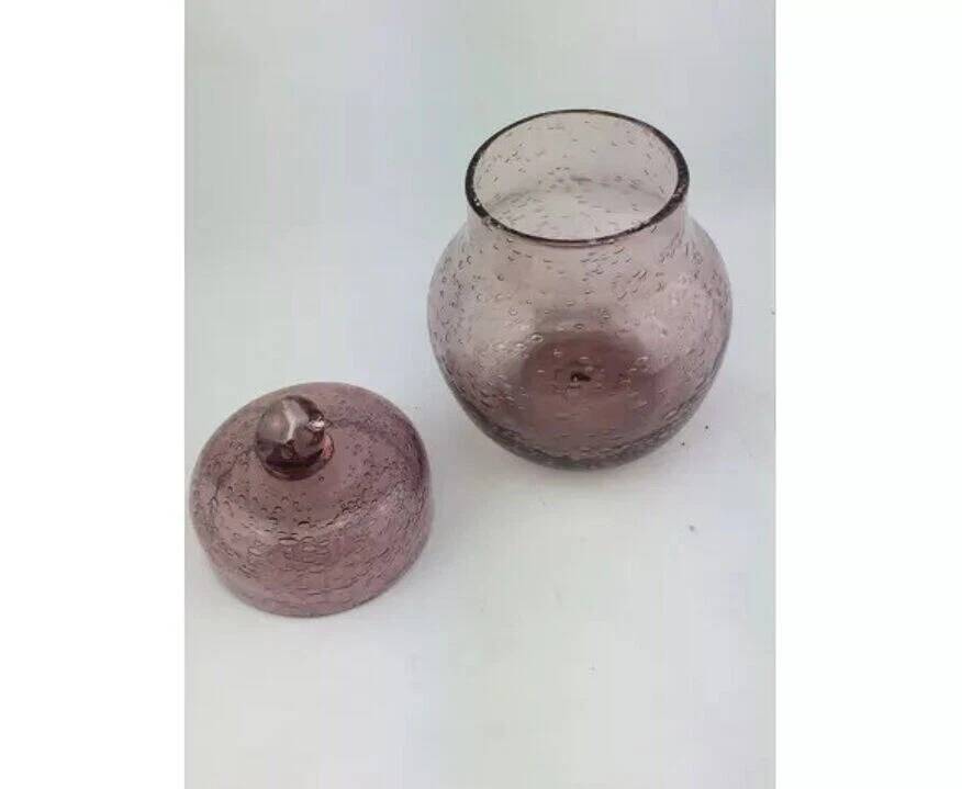 Vintage pink bubble glass bonbonnière.
