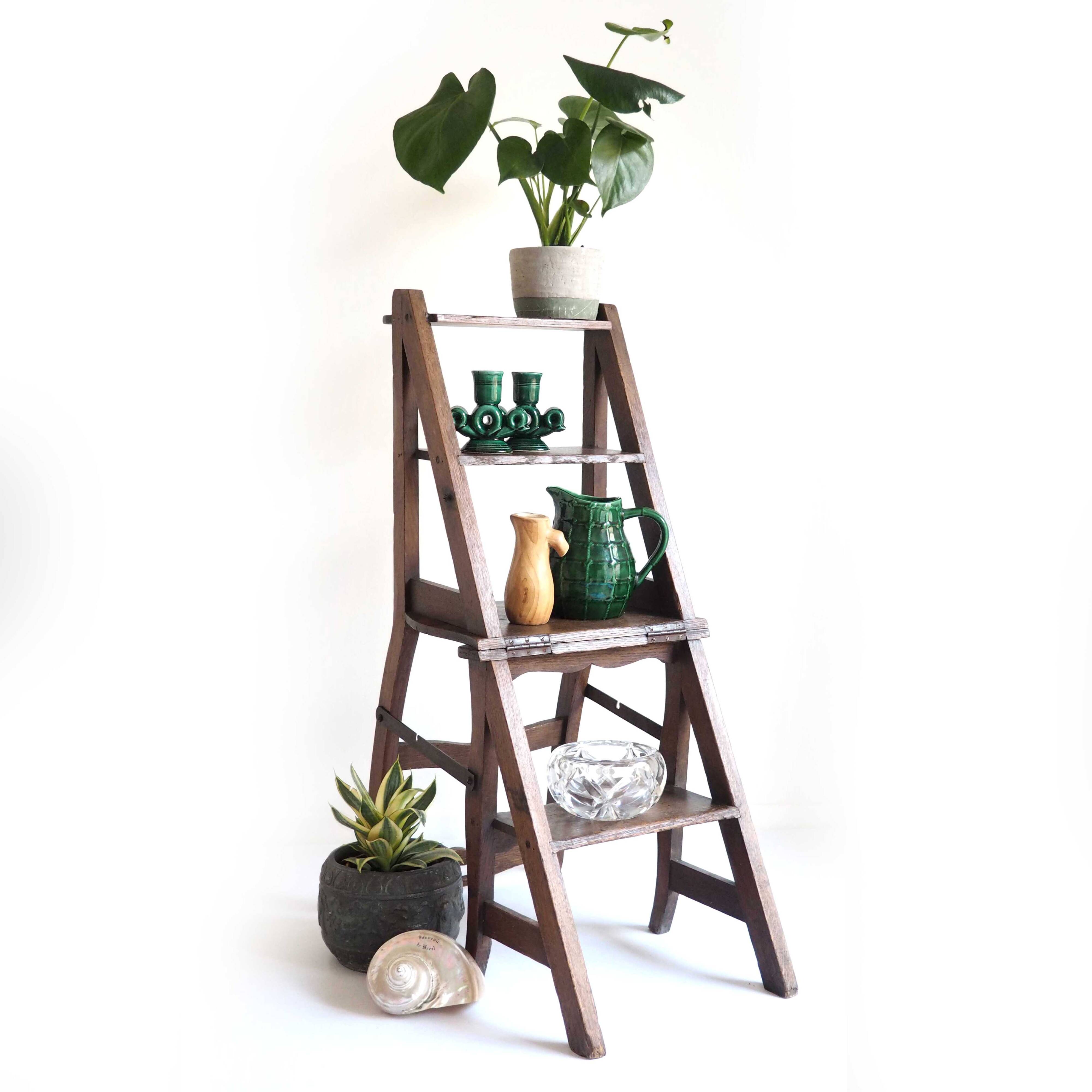 Old wooden chair stepladder