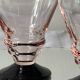 6 small Art Deco pink glasses with black stems, 7 cl.