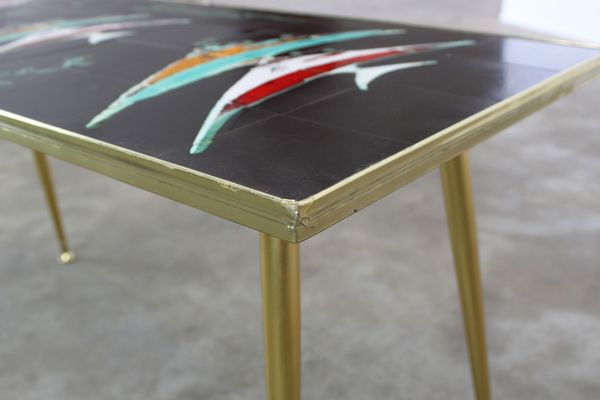 Table basse mid-century avec carreaux de céramique par Denisco