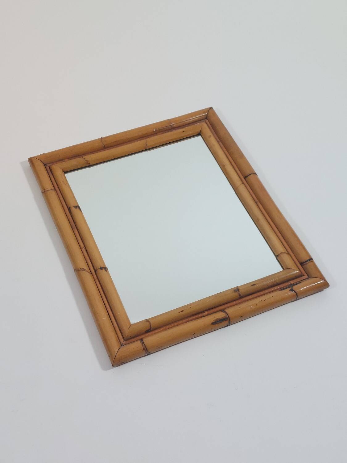 Vintage Mid Century Wandspiegel Bambus Boho 70s