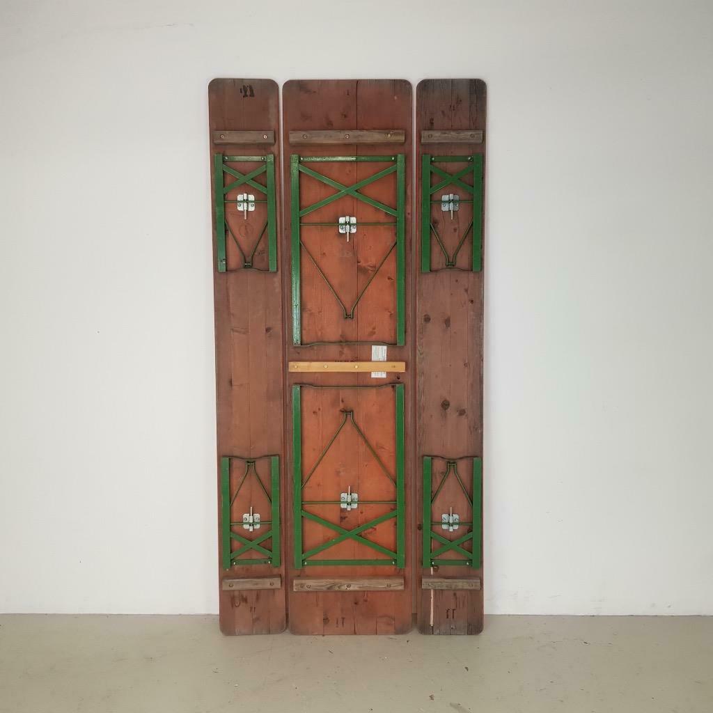 Vintage german beer table and benches orange