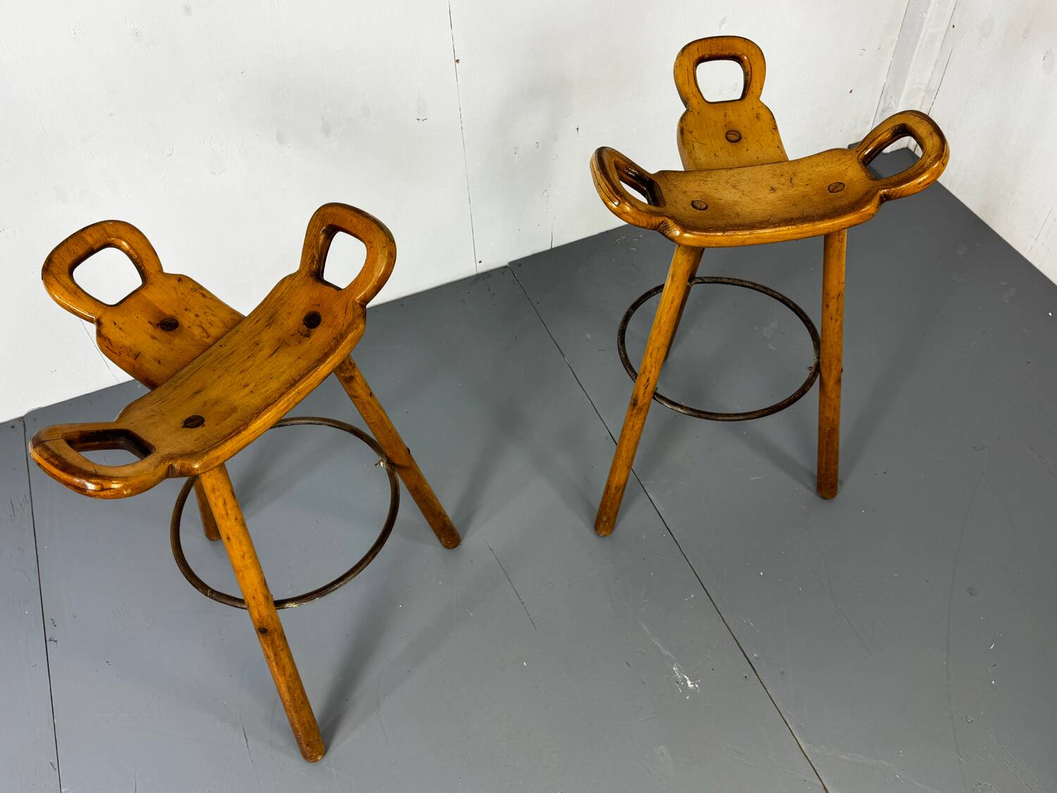 Set of 2 Brutalist Marbella Bar Stools by Sergio Rodrigues, 1960s