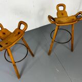 Set of 2 Brutalist Marbella Bar Stools by Sergio Rodrigues, 1960s