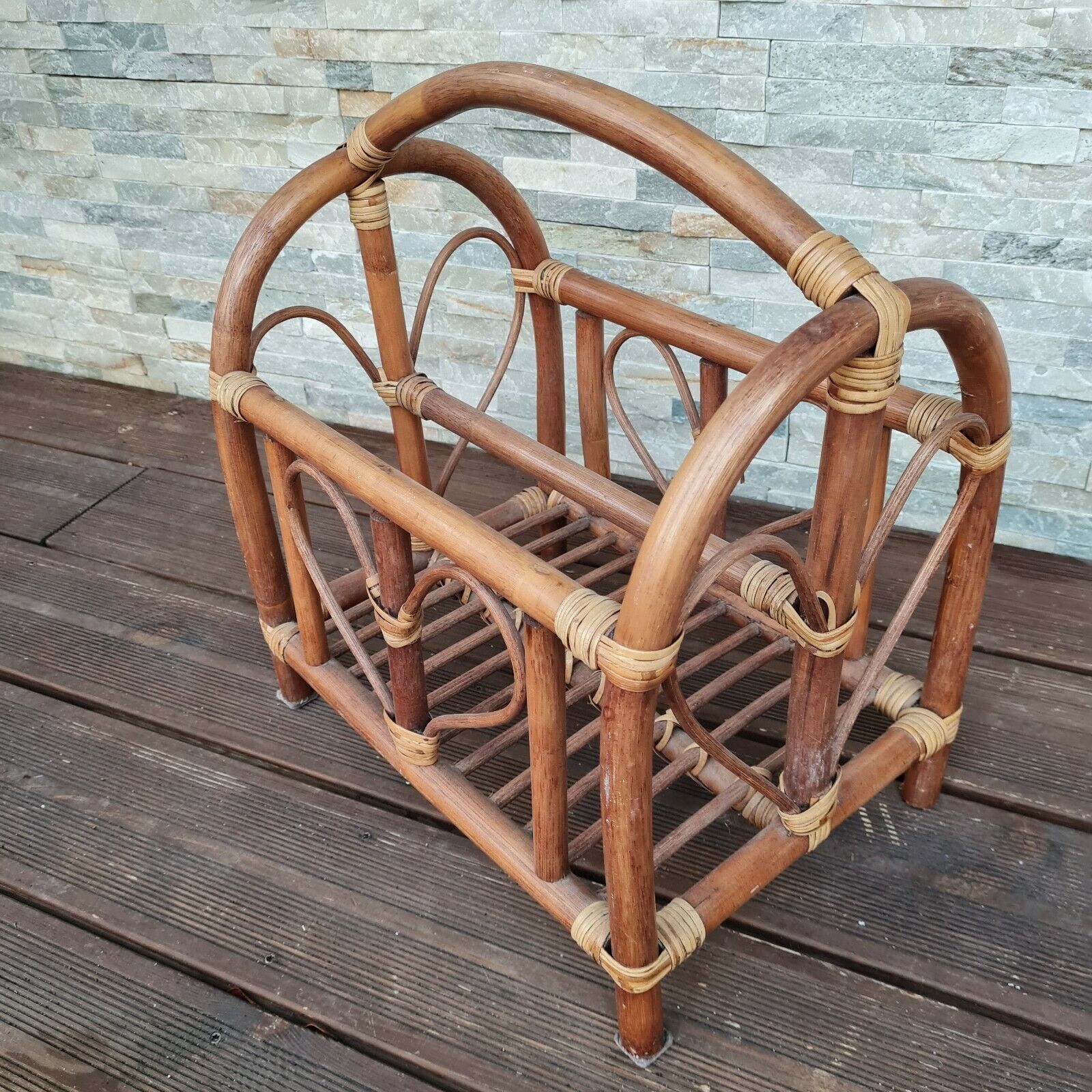 Vintage rattan magazine door