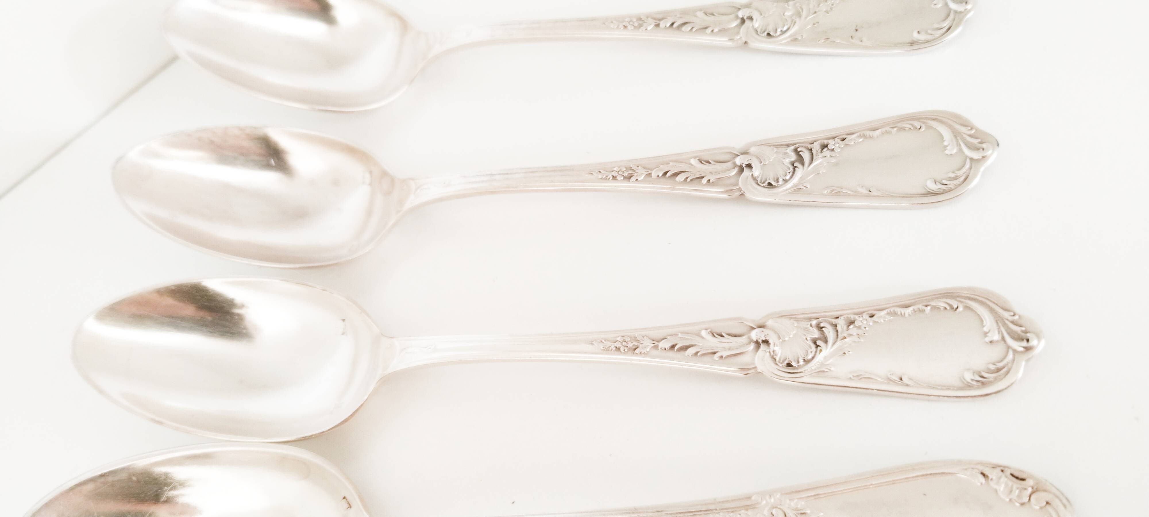 Cuillères à dessert en argent  , vintage français