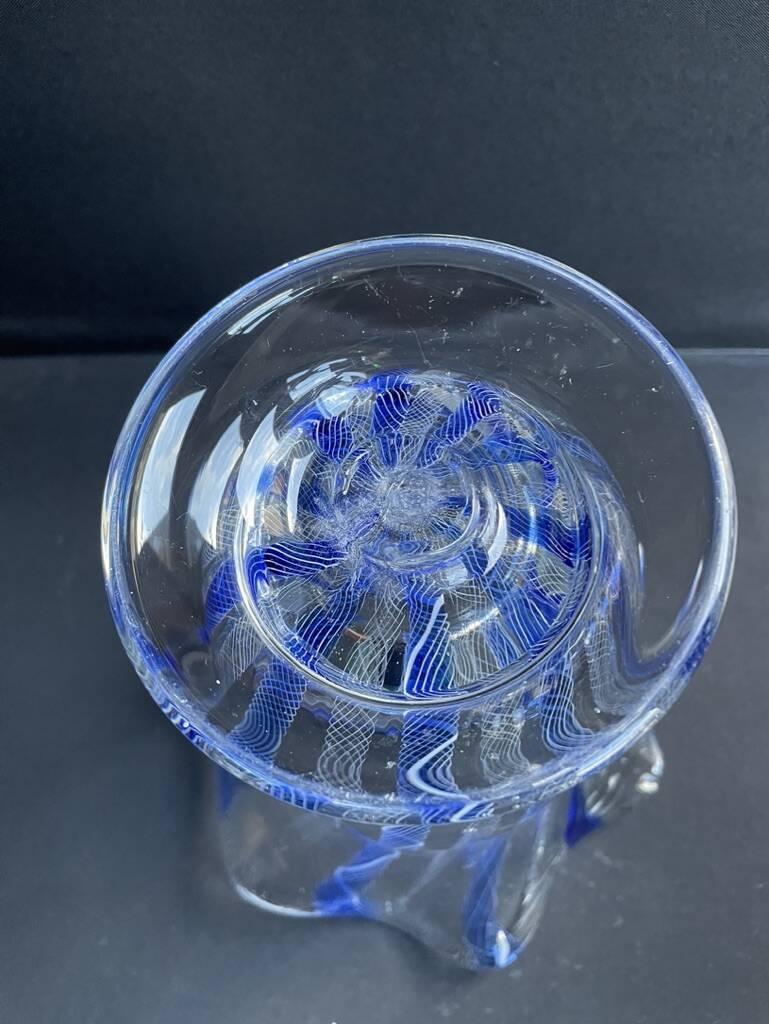 Large blue glass vase with inclusions – Murano art glassware