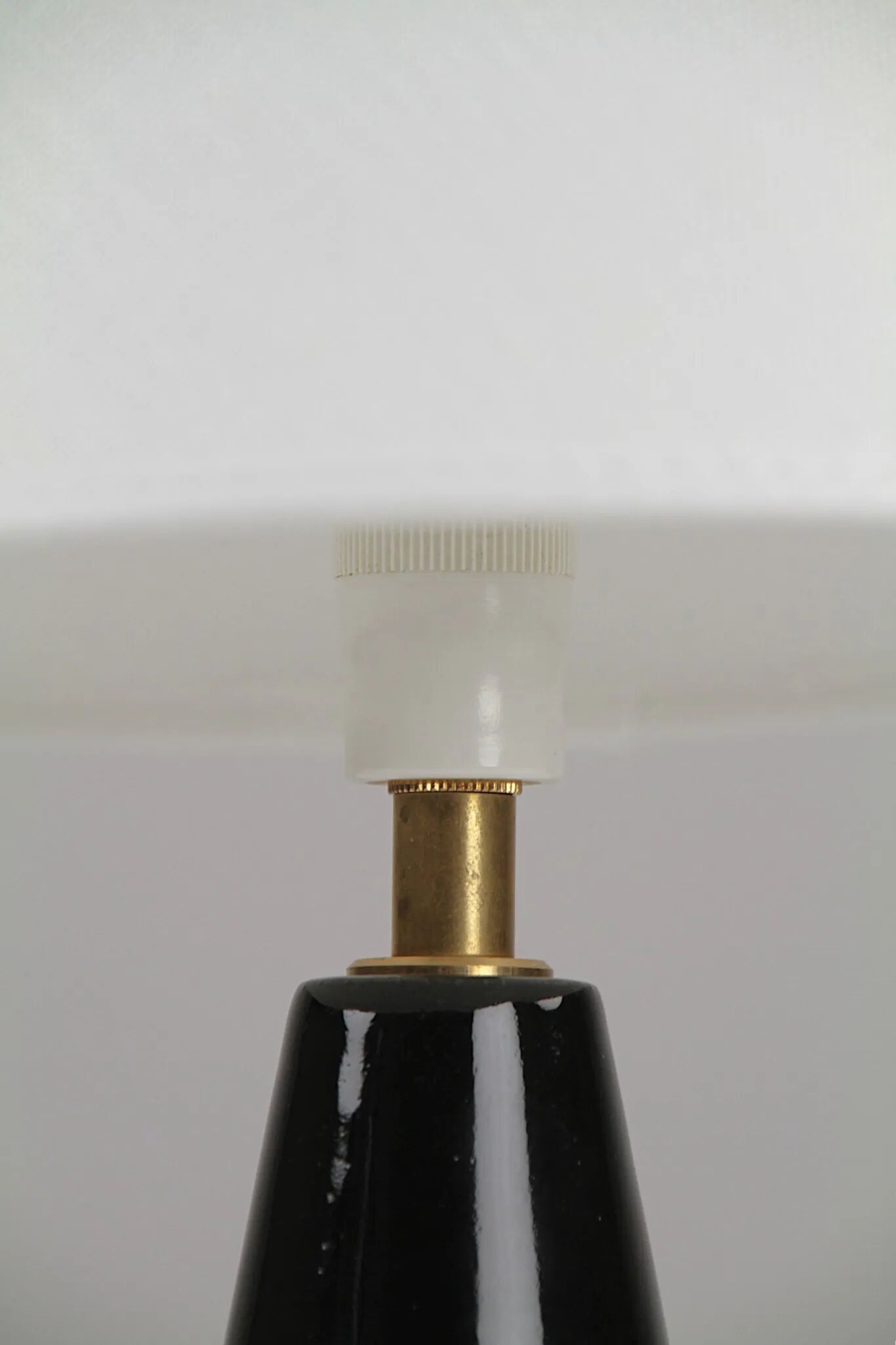 Black ceramic table lamp with sgraffito detail, Scandinavia, 1960s/1970s