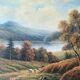 Table HST "animated pastoral landscape" HST signed (to be deciphered) + frame