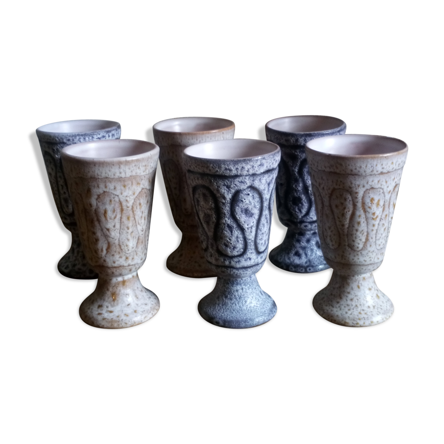 Six ceramic mazagrans by Jean Austruy Vallauris