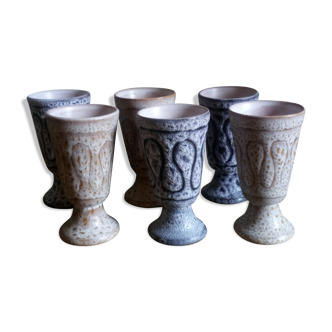 Six ceramic mazagrans by Jean Austruy Vallauris