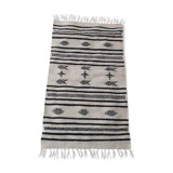 Kilim carpet white and black Berber motifs