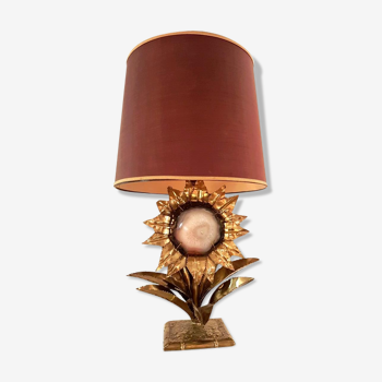 Lamp with brass and stone of agate by P. Mas-Rossi, 1970