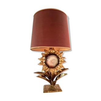 Lamp with brass and stone of agate by P. Mas-Rossi, 1970