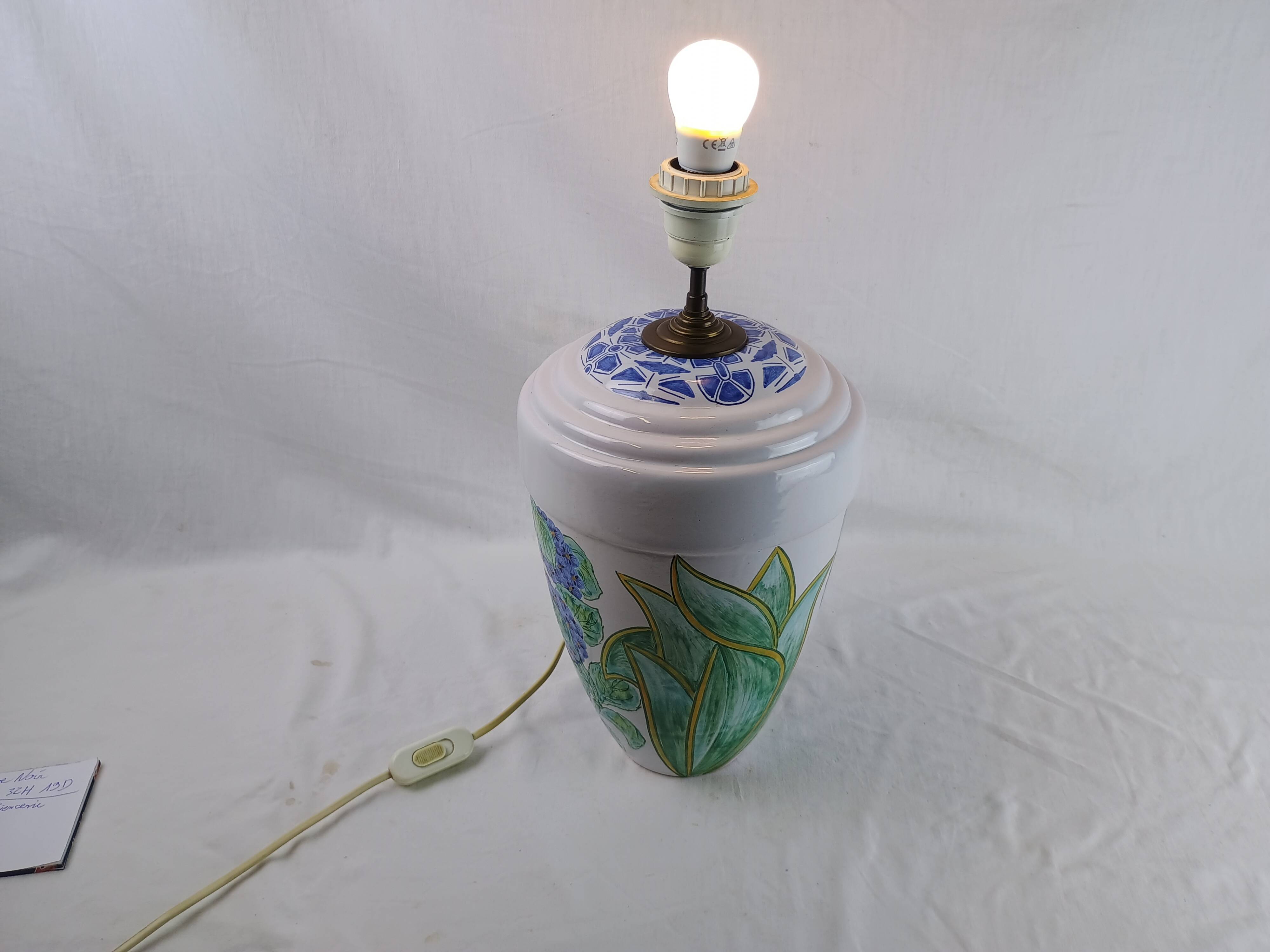 Lamp signed FAM Faïencerie d’Art de la Malicorne Victor Deschang