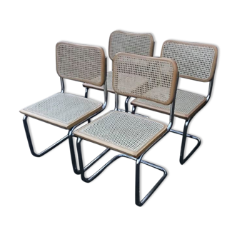 4 mid century modern Cesca chairs by Marcel Breuer