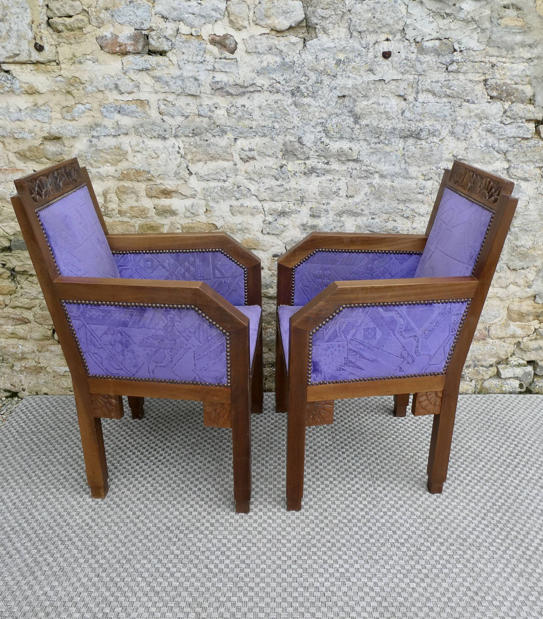 Paire de fauteuils en chêne, Ecole d'Amsterdam, années 30